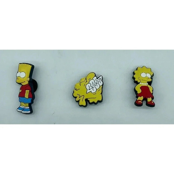 Simpsons Bart Lisa & Three Eyed Fish Shoe Charms 3 Pieces Rubber Water Resistant - Picture 1 of 2